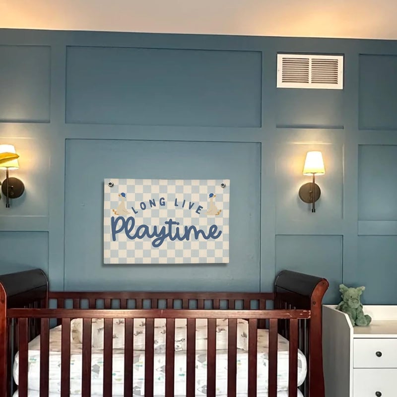 ShowDraven Playroom Wall Decor, Kids Toddler Boy Playroom Silly Goose Decor Hanging Linen Banner,Play Room Wall Decor for Kids Boys Nursery, 20x30 Inch - Image 5